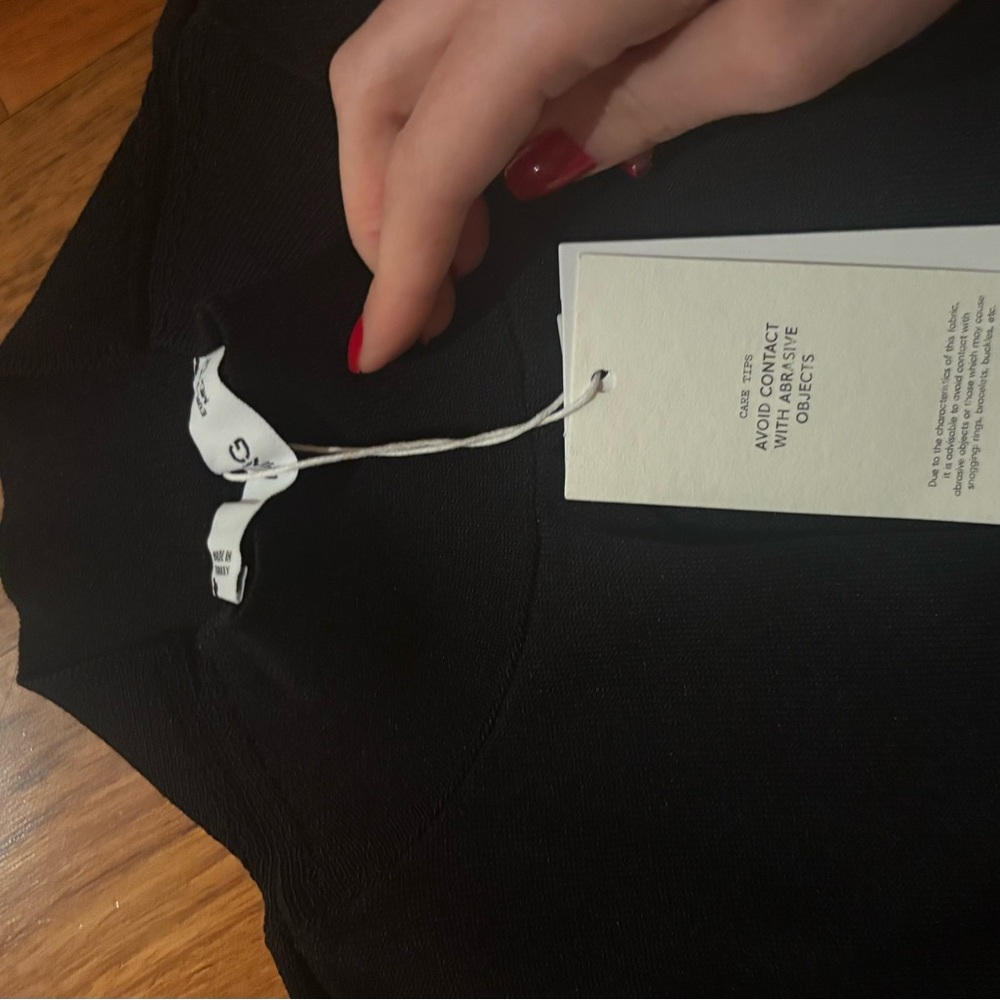 NWT Mango Black Cut-Out Short Sleeve Top - Picture 5 of 8